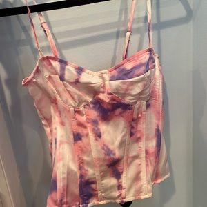 Pretty Little Thing Purple Tie Die Corset Top